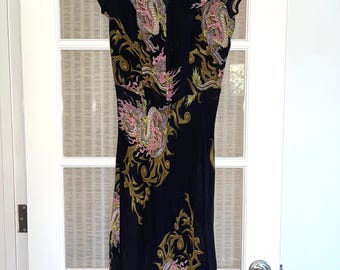 Abito vintage anni '90 Betsey Johnson Dragon, New York, trasparente