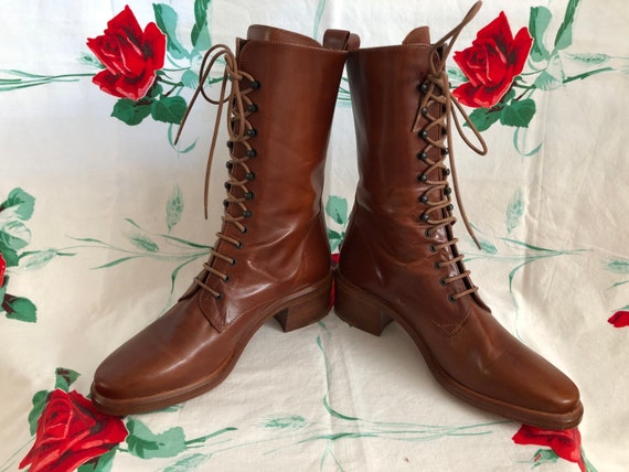 SOLD! 90s Joan & David Lace Up Cognac Leather Gran