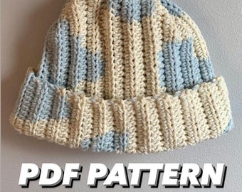 Cow Print Ribbed Beanie PATTERN