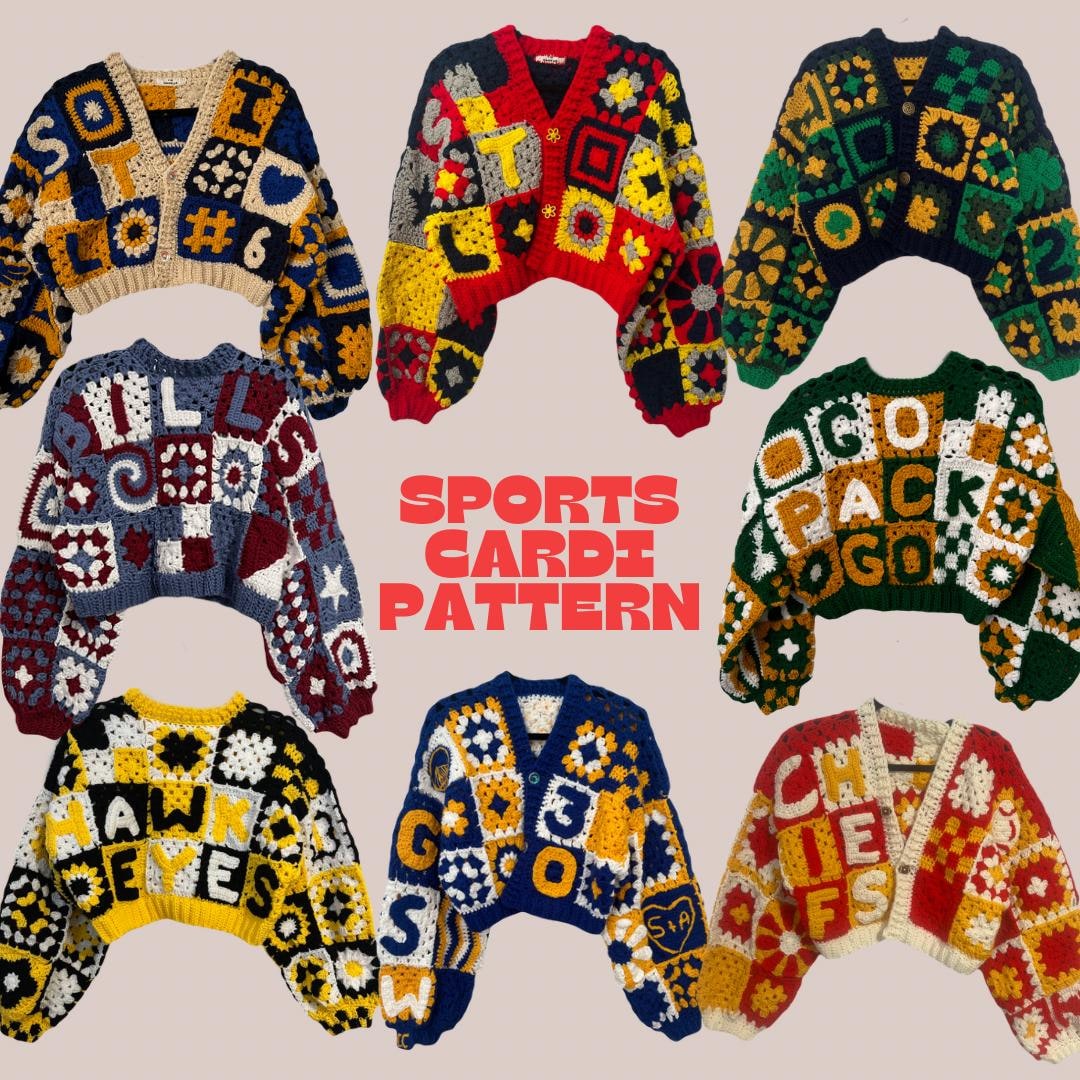 Sports Cardigan Crochet Pattern Guide | Nfl, Nhl, Mlb, Mls, Nba, Wnba ...