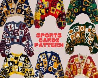 Sports Cardigan Crochet Pattern Guide | nfl, nhl, mlb, mls, nba, wnba, college, sec
