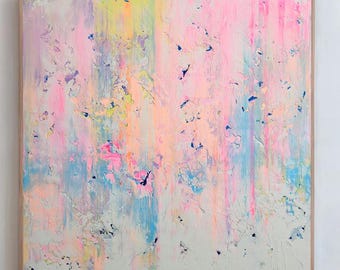 Original Abstract Acrylic Painting: Modern Textured Wall Art, 100x100cm