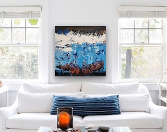 Textured Acrylic Abstract Painting: Modern Wall Art (100x100cm)