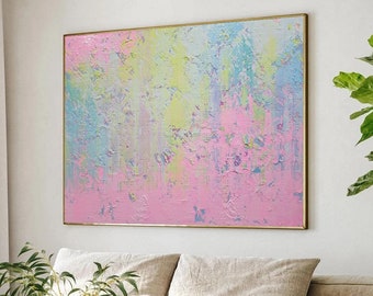 Gran pintura abstracta al pastel: lienzo acrílico texturizado (150 x 100 cm)