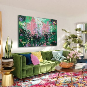 Green Abstract Painting On Canvas, Contemporary Wall Art, Extra Large Wall Art ,Abstract on Canvas, Original Paintings, Modern art