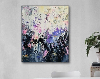 Large Abstract Painting: Original Modern Wall Art, 47x39 Canvas