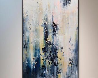Large Abstract Acrylic Painting on Canvas: Modern Pastel Wall Art
