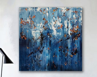 Large Abstract Acrylic Painting: Textured Modern Wall Art (100x100cm)
