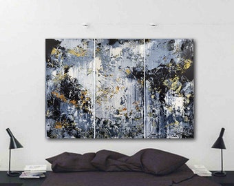 Large Abstract Triptych Painting: Modern Textured Wall Art by Alex Senchenko