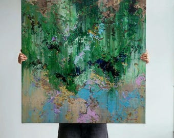 Textured Acrylic Abstract Painting: Modern Home Decor, 100x100cm