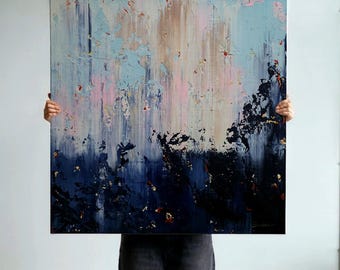 Large Abstract Acrylic Painting: Textured Modern Art (100x100cm)