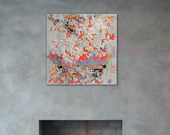 90x90cm Textured Abstract Acrylic Painting: Modern Home Decor