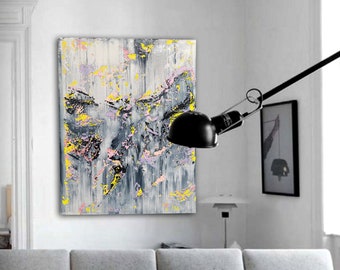 Large Abstract Painting: Original Acrylic Canvas Art, 47x39
