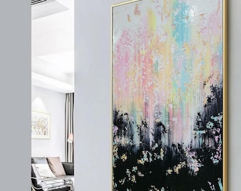 Gran pintura acrílica abstracta: arte mural texturizado (150 x 100 cm)