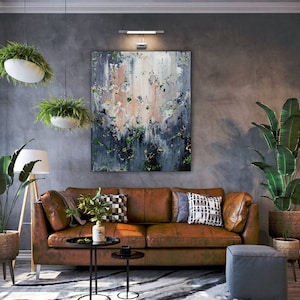 Large Abstract Painting: Original Acrylic Canvas Wall Art (47x39)