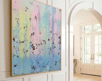Gran cuadro abstracto al pastel: arte contemporáneo para la decoración del hogar (120 x 100 cm)
