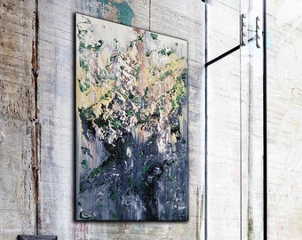 Gran cuadro abstracto: arte mural texturizado moderno, 150 x 100 cm