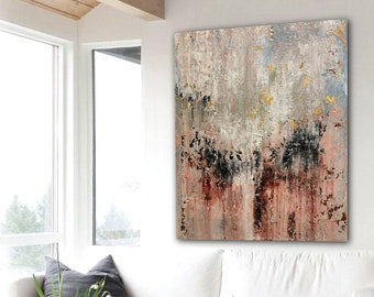Large Abstract Painting: Textured Acrylic Canvas Art (140x120cm)