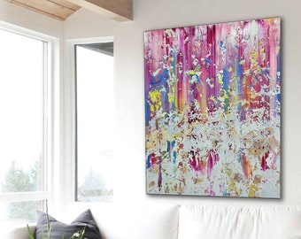 Fine Art Abstract Original Art Works-Very Large Painting on Canvas Stretched, Modern Contemporary Painting, One of A Kind Art, Expensive Art