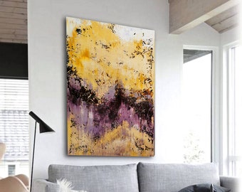 Large Modern Abstract Canvas Painting: Textured Acrylic Wall Decor