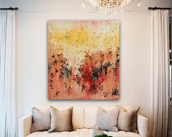Gran cuadro abstracto: lienzo texturizado moderno (140 x 120 cm)