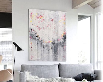 Large Abstract Painting: Original Modern Wall Art, 47x39
