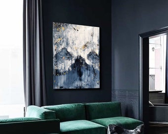 Large Abstract Painting: Original Modern Wall Art, 47x39