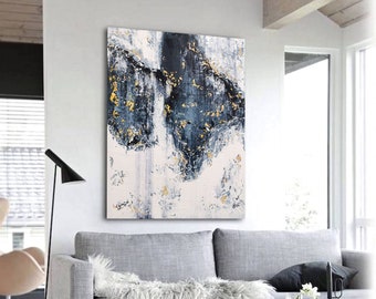 Large Original Abstract Painting: Modern Textured Wall Art (47x39)