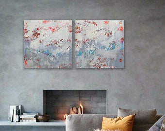 Large Abstract Painting: Two-Piece Modern Wall Art, 200x100cm