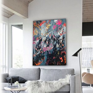 Large Original Abstract Painting: Modern Wall Art Decor (47x39)
