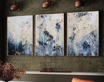 Large Abstract Triptych Painting: Impasto Modern Wall Art by Alex Senchenko