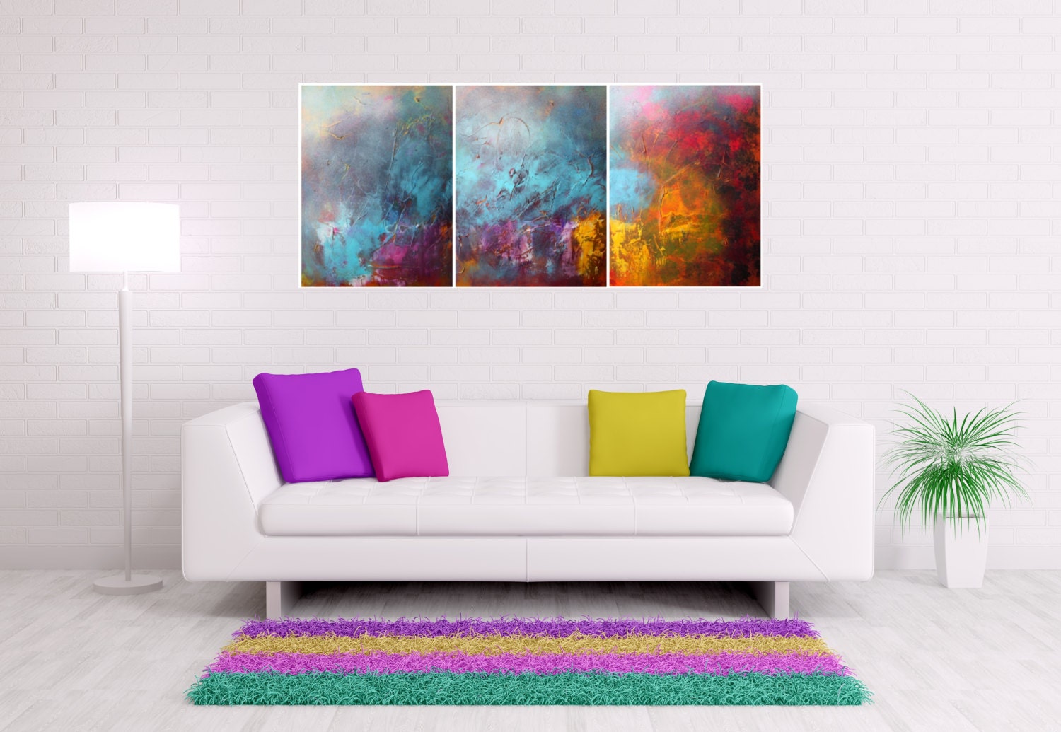 Triptych . Acrylic painting. 100% Hand-Made. Contemporary modern ...