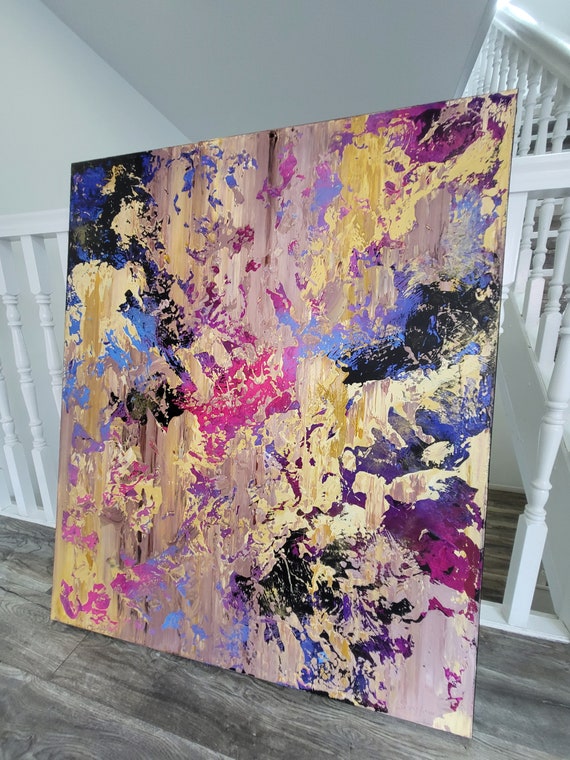 大型オリジナル抽象画：カラフルなアクリルキャンバスアート（47x39