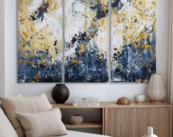Large Abstract Triptych Painting: Modern Textured Wall Art by Alex Senchenko