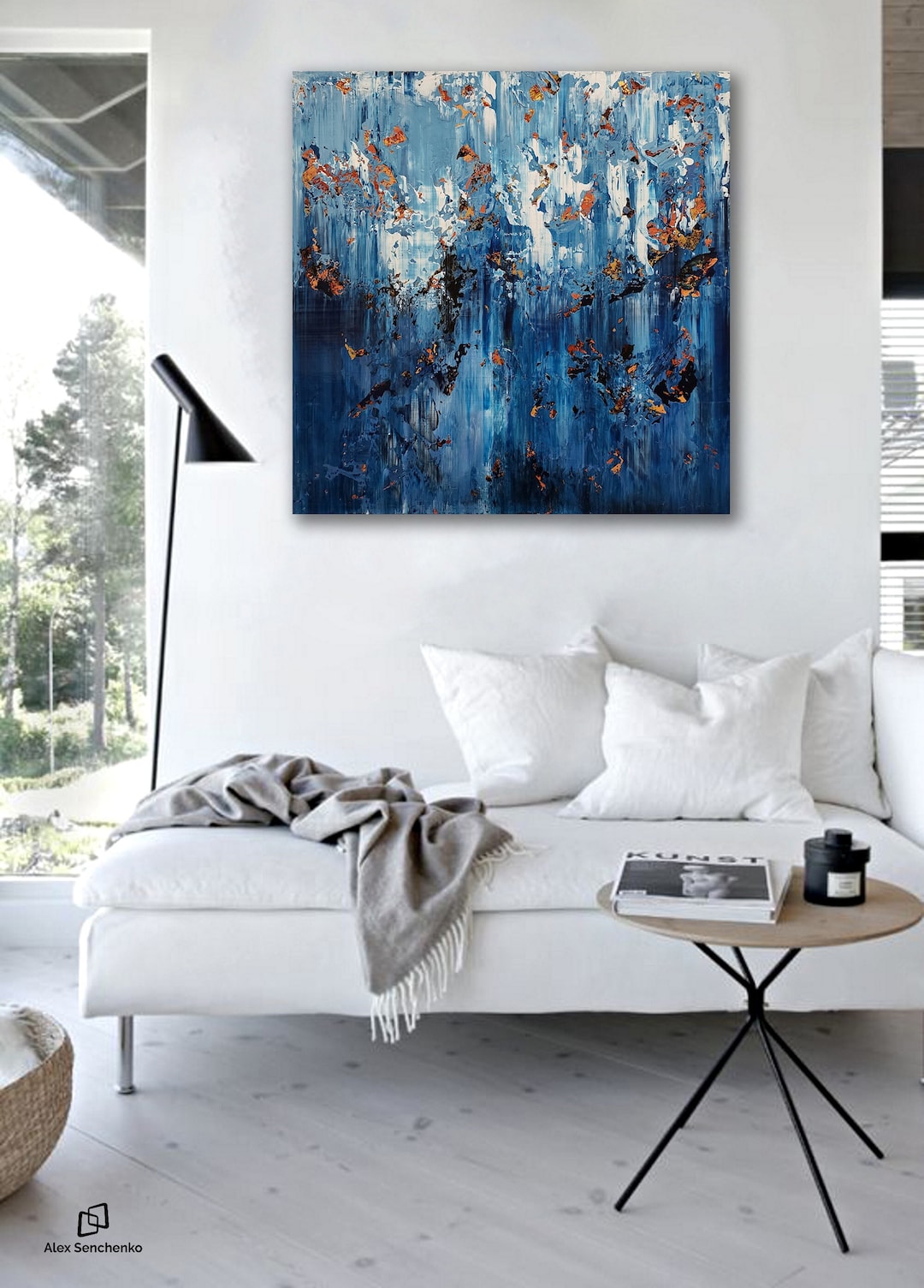 アクリル画　抽象画　abstract art 現代アート　大型　新品 大型抽象アクリル絵画：テクスチャードモダンウォールアート