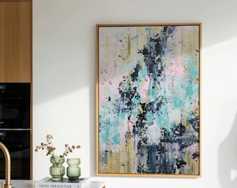 Large Abstract Painting: Modern Colorful Wall Art (150x100cm)