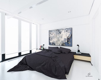 Large Abstract Triptych Painting: Modern Textured Wall Art by Alex Senchenko
