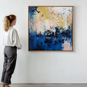 Large Abstract Acrylic Canvas Painting: Modern Wall Art, 100x100cm