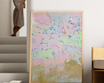 Gran pintura abstracta al pastel: arte mural acrílico texturizado (150 x 100 cm)