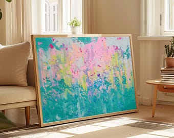Large Acrylic Abstract Painting on Canvas: Spring Hues, 150x100cm