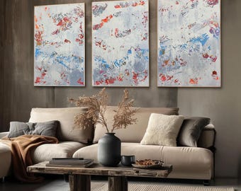 Large Abstract Triptych Painting: Modern Wall Art by Alex Senchenko