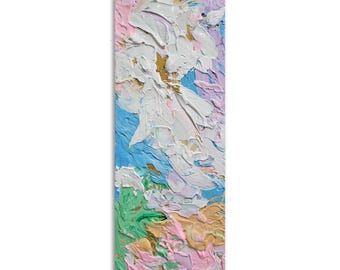 Pintura abstracta floral pastel: arte mural moderno acrílico de gran tamaño