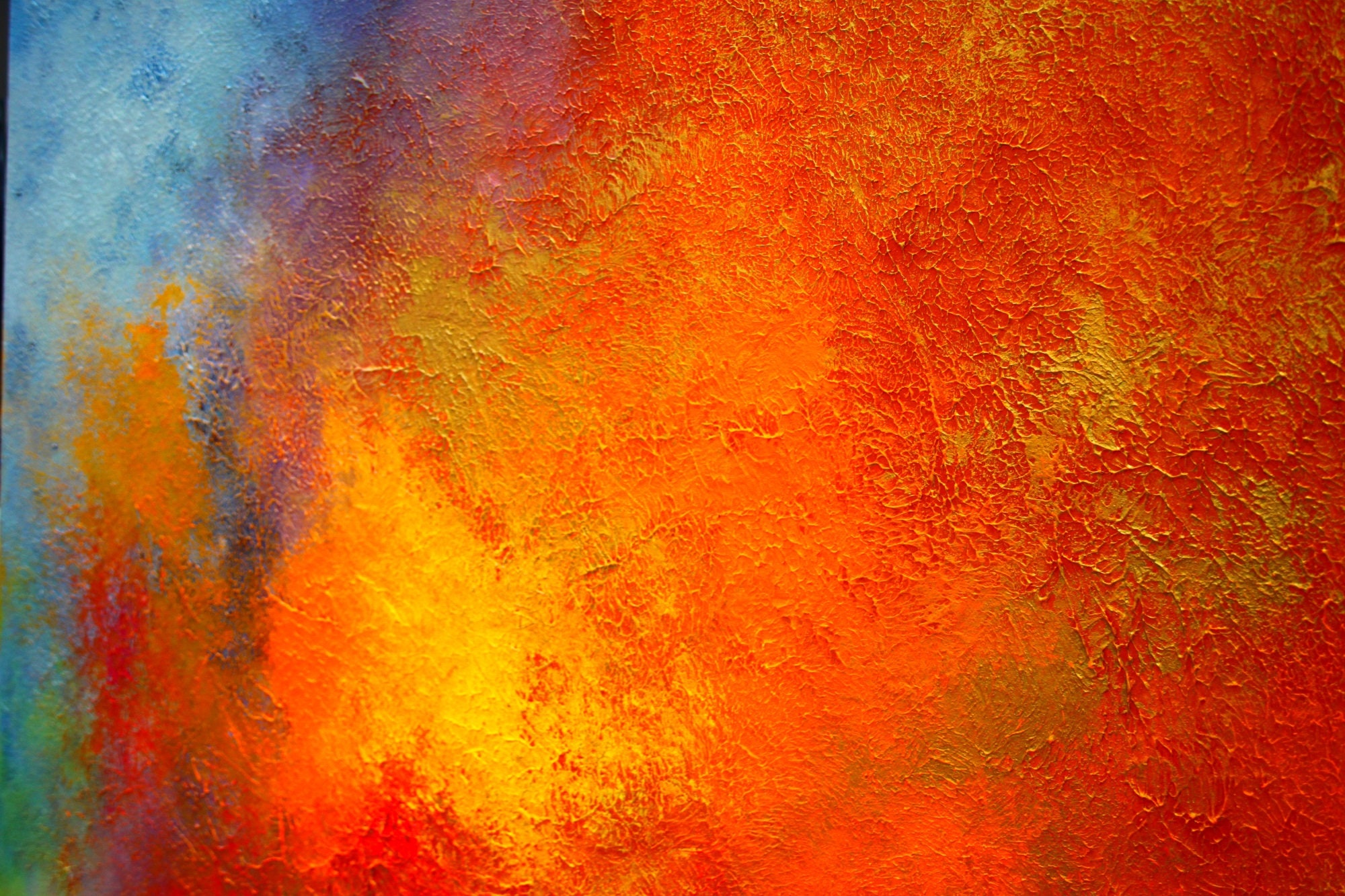 orange and blue abstract painting, large wall art, abstract art