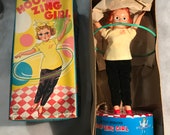 Vintage Linemar Hoop Zing Girl Japan Battery Operated Toy New In Box