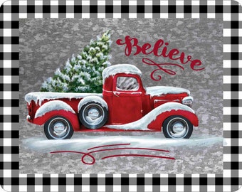 Farmhouse Christmas Wreath Sign, Red Truck Sign, Red Truck Christmas Sign, Personalize it by Pam, Wreath Signs, Door Decor
