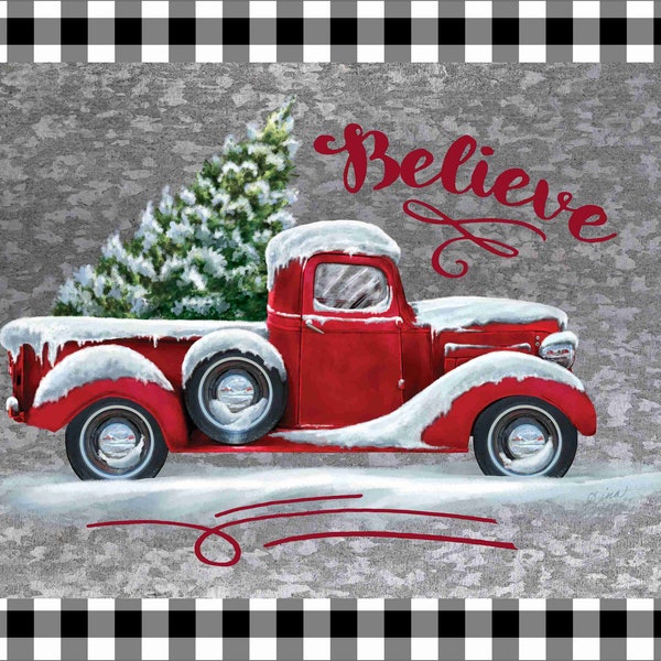 Farmhouse Christmas Wreath Sign, Red Truck Sign, Red Truck Christmas Sign, Personalize it by Pam, Wreath Signs, Door Decor