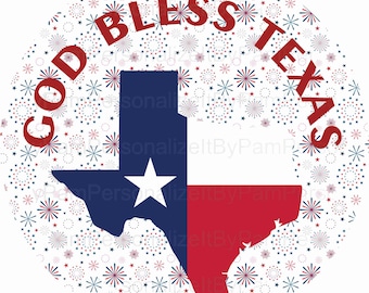 8" Round God Bless Texas Wreath Sign, Texas Wreath Sign, Wreath Signs,  Personalize it by Pam, Door Decor