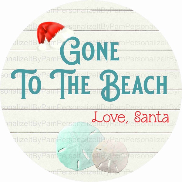 10" Round Beach Christmas Wreath Sign, Beach Sign, Personalize it by Pam, Signs for Wreaths, Door Decor