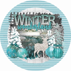 8" Round Winter Wonderland Wreath Sign, Winter Wreath Sign, Personalize it by Pam, Signs for Wreaths, Door Decor