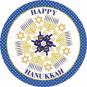 10&quot; Round Hanukkah Wreath Sign, Happy Hanukkah Sign, Personalize it by Pam, Signs for Wreaths, Door Decor